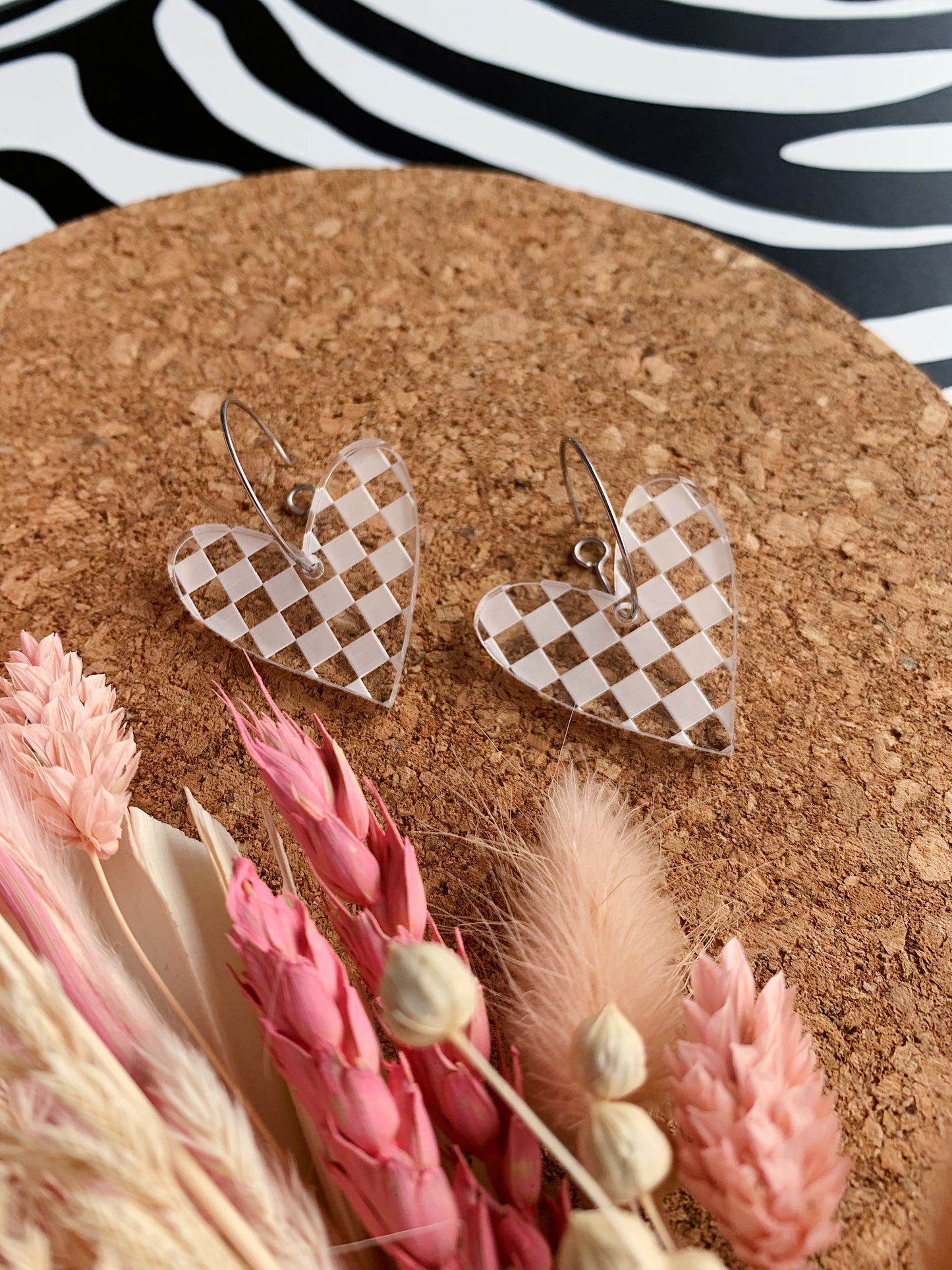 Checkerboard Heart Earrings