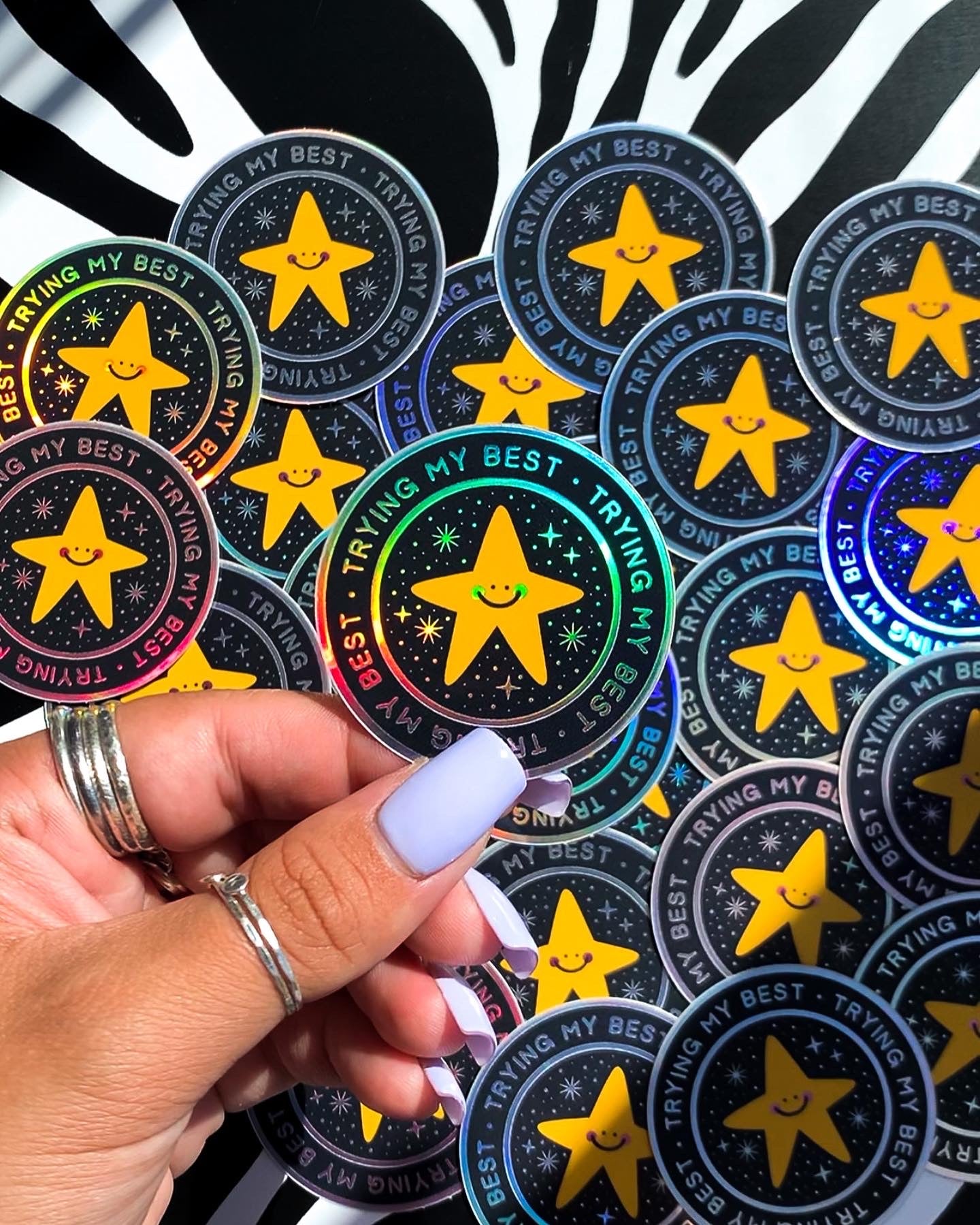 Holographic Trying My Best Sticker