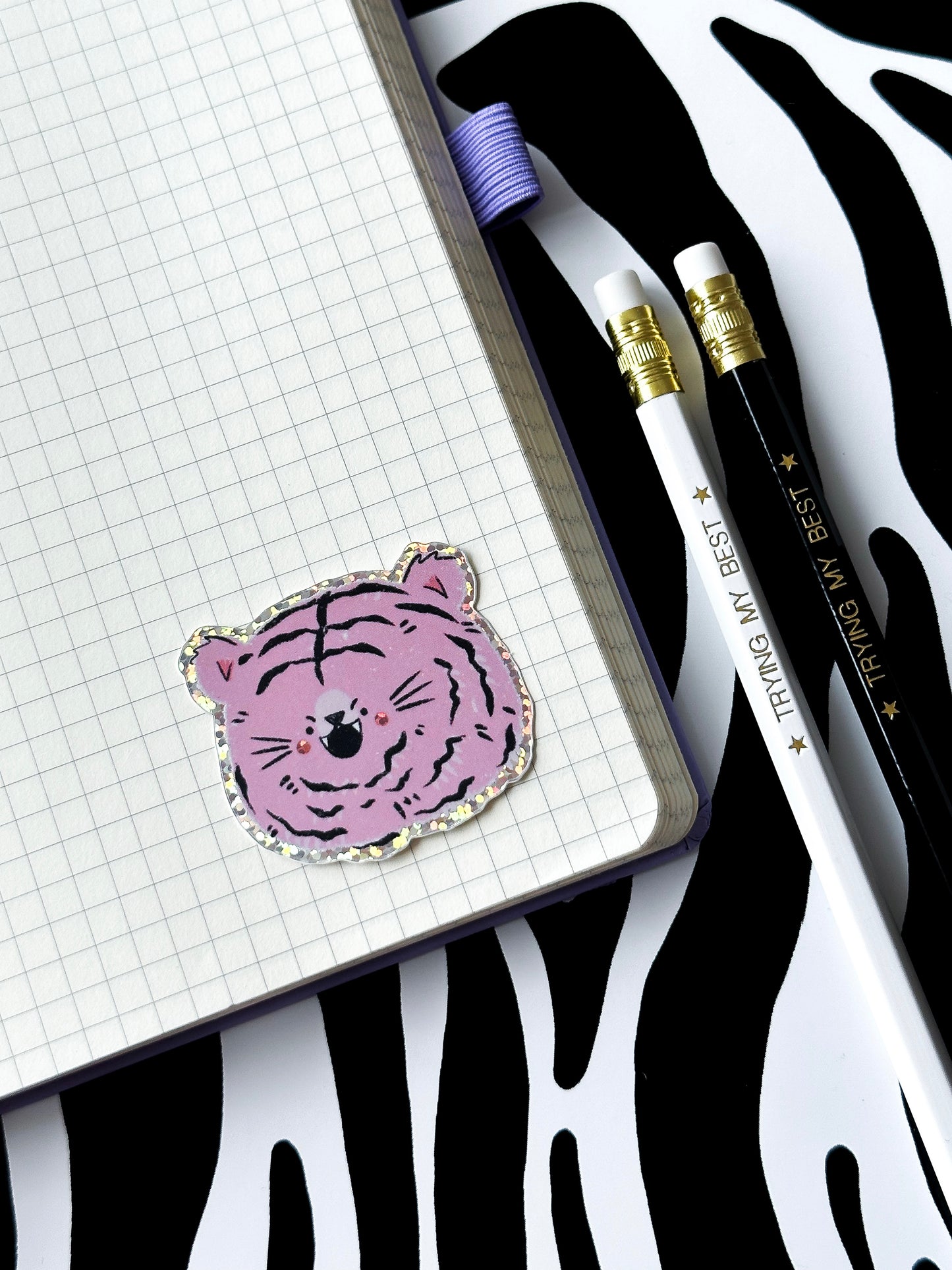 Glitter Angry Tiger Sticker