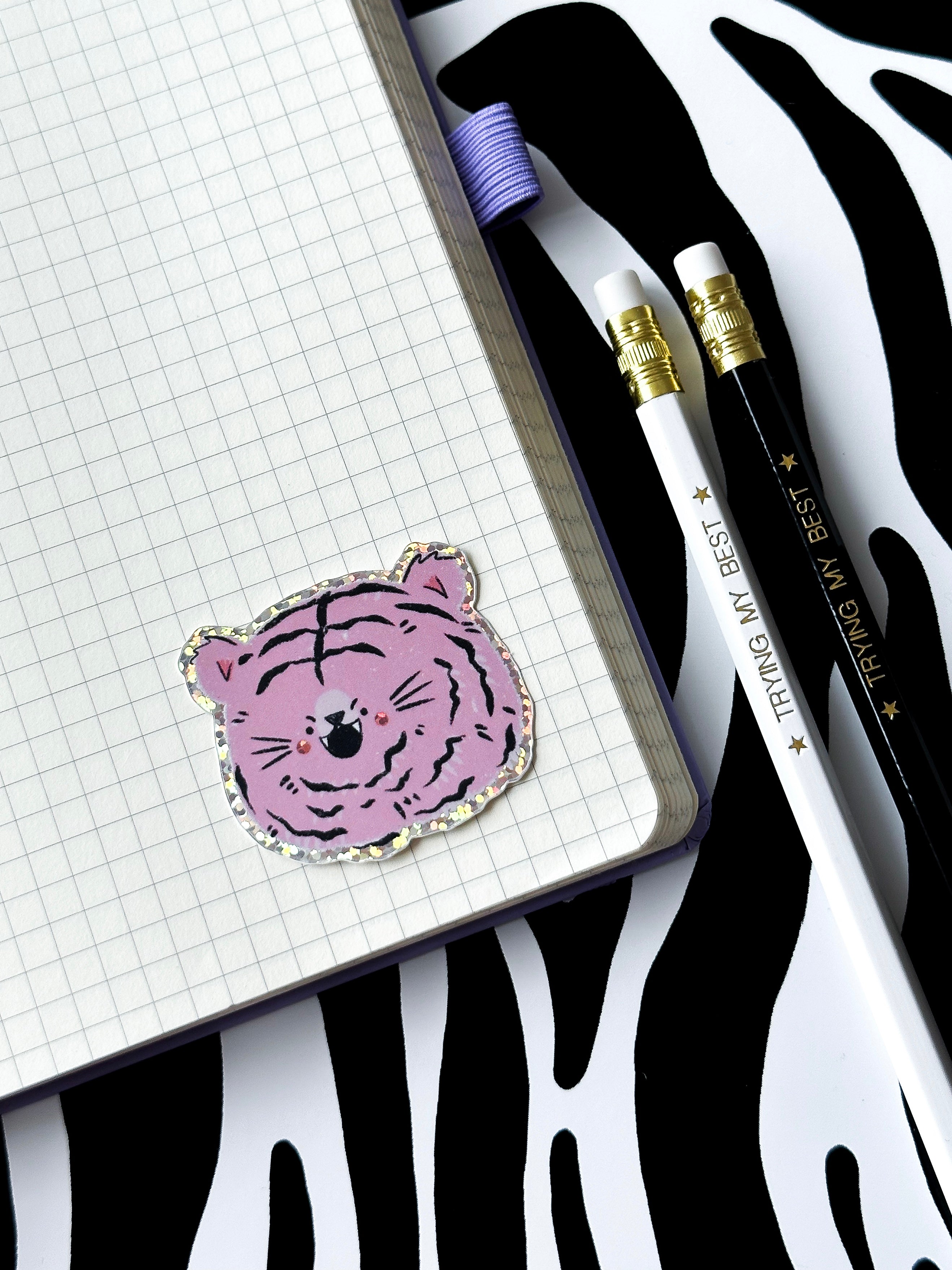 Glitter Angry Tiger Sticker