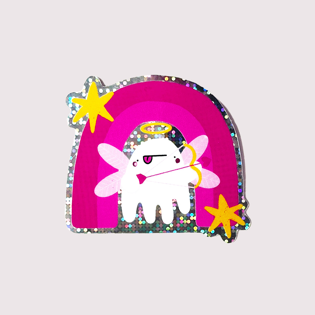 Cupid Gus Glitter Sticker