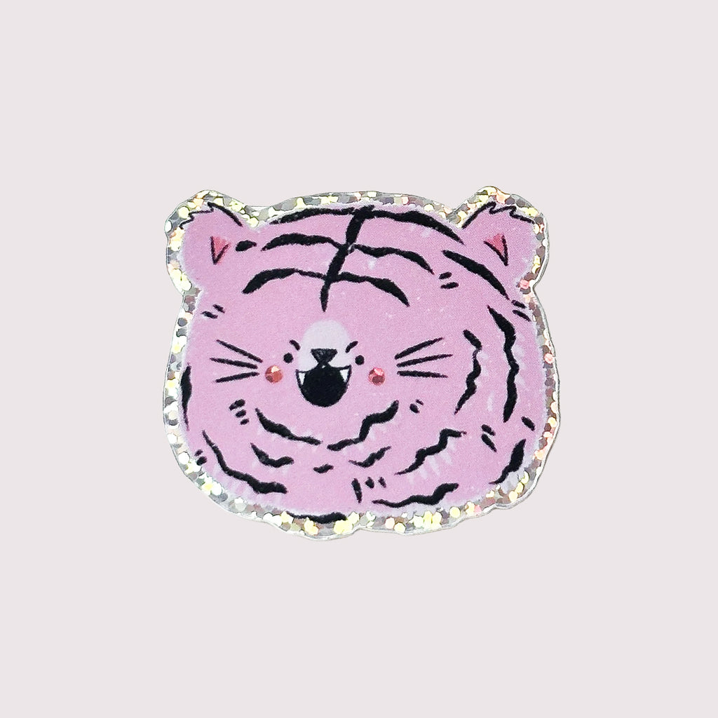 Glitter Angry Tiger Sticker