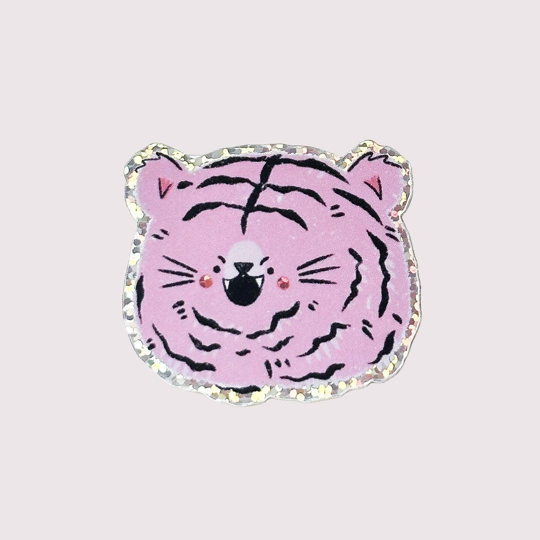 Glitter Angry Tiger Sticker