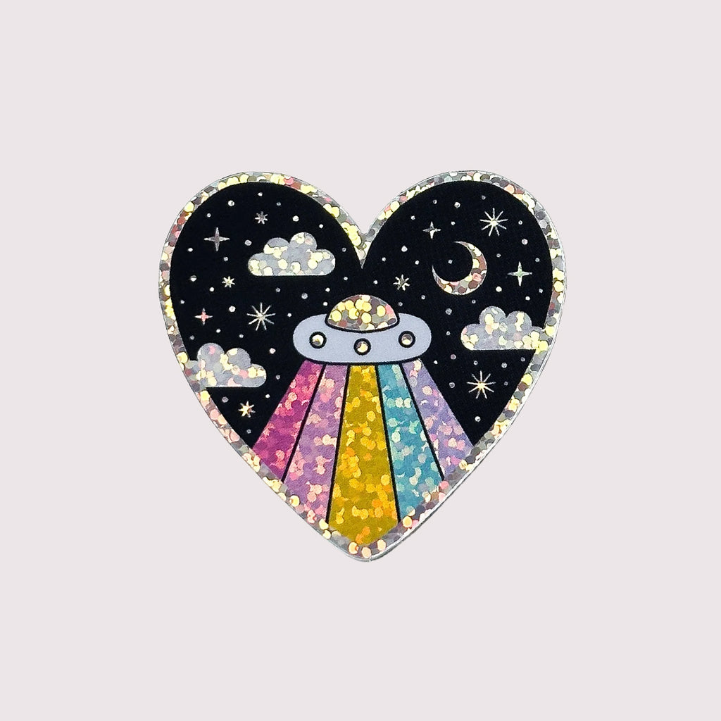 Glitter Rainbow UFO Sticker