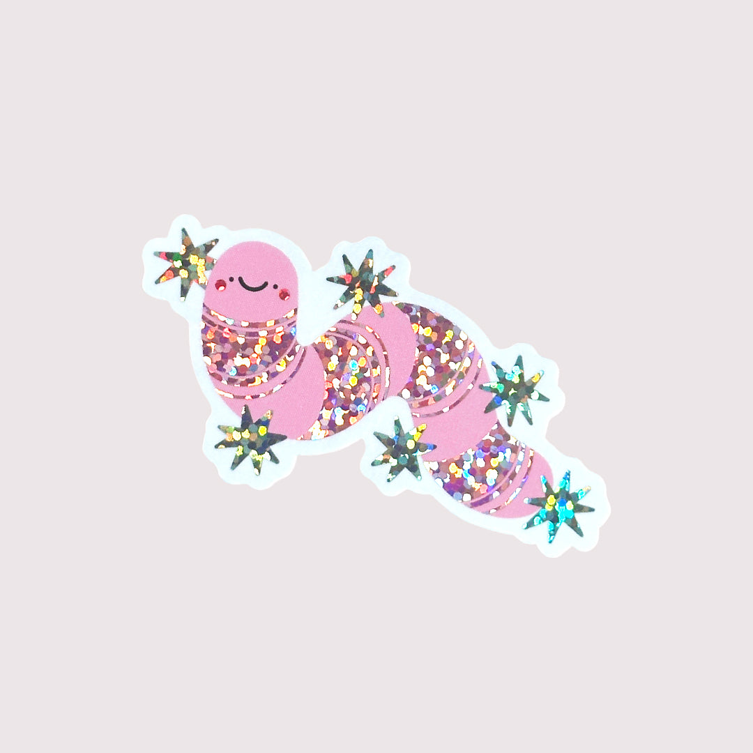 Glitter Wormie Sticker