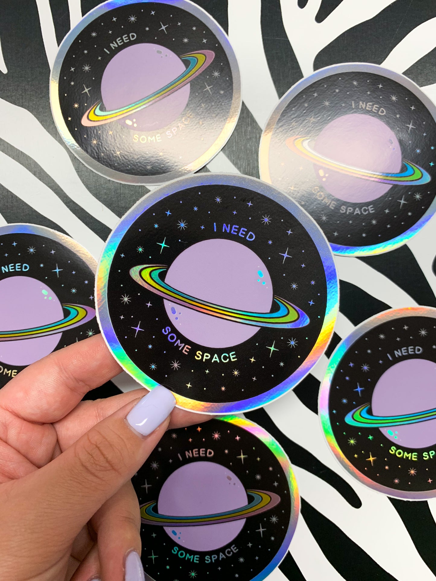 Holographic I Need Some Space Sticker 10cm
